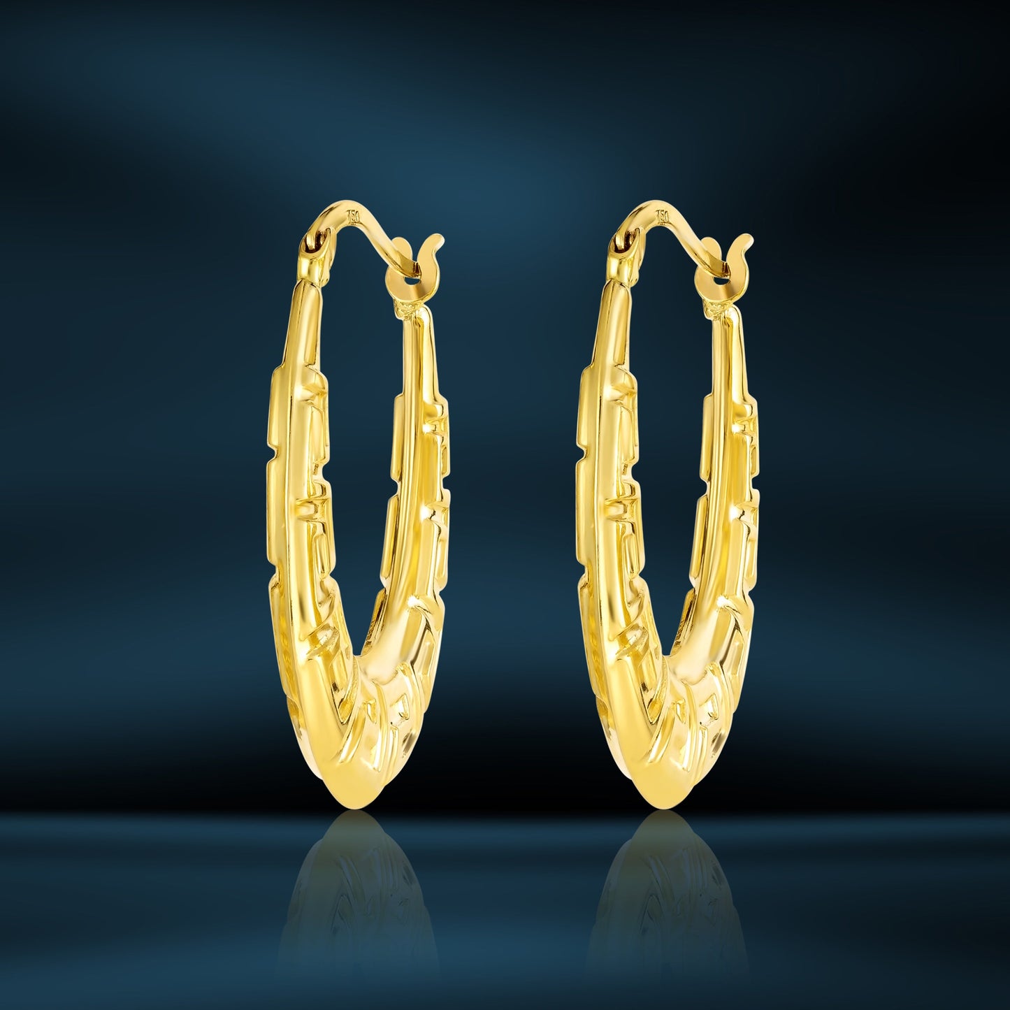 18K Pure Gold Oval Earrings