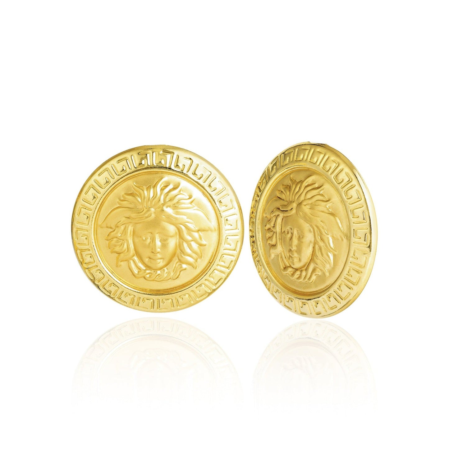 18K Pure Gold Round V.R.C Stud Earring Set