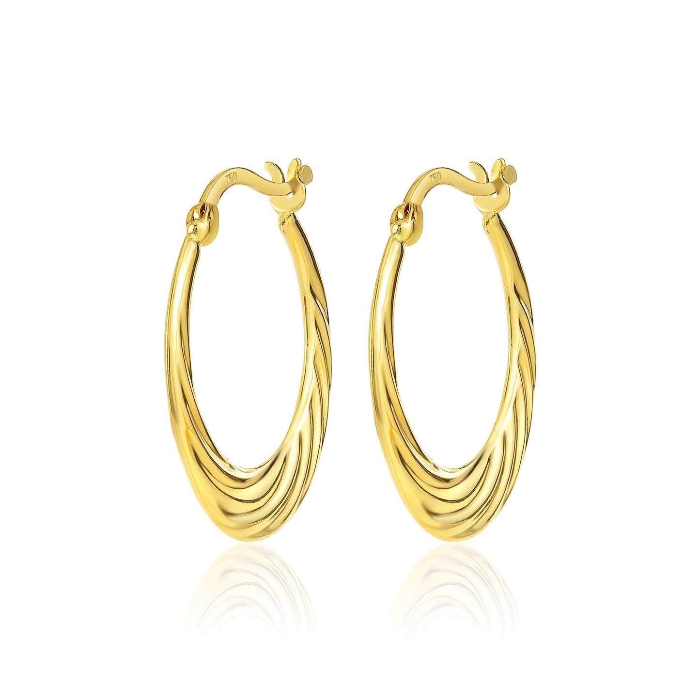 18K Pure Gold Round Loop Earrings