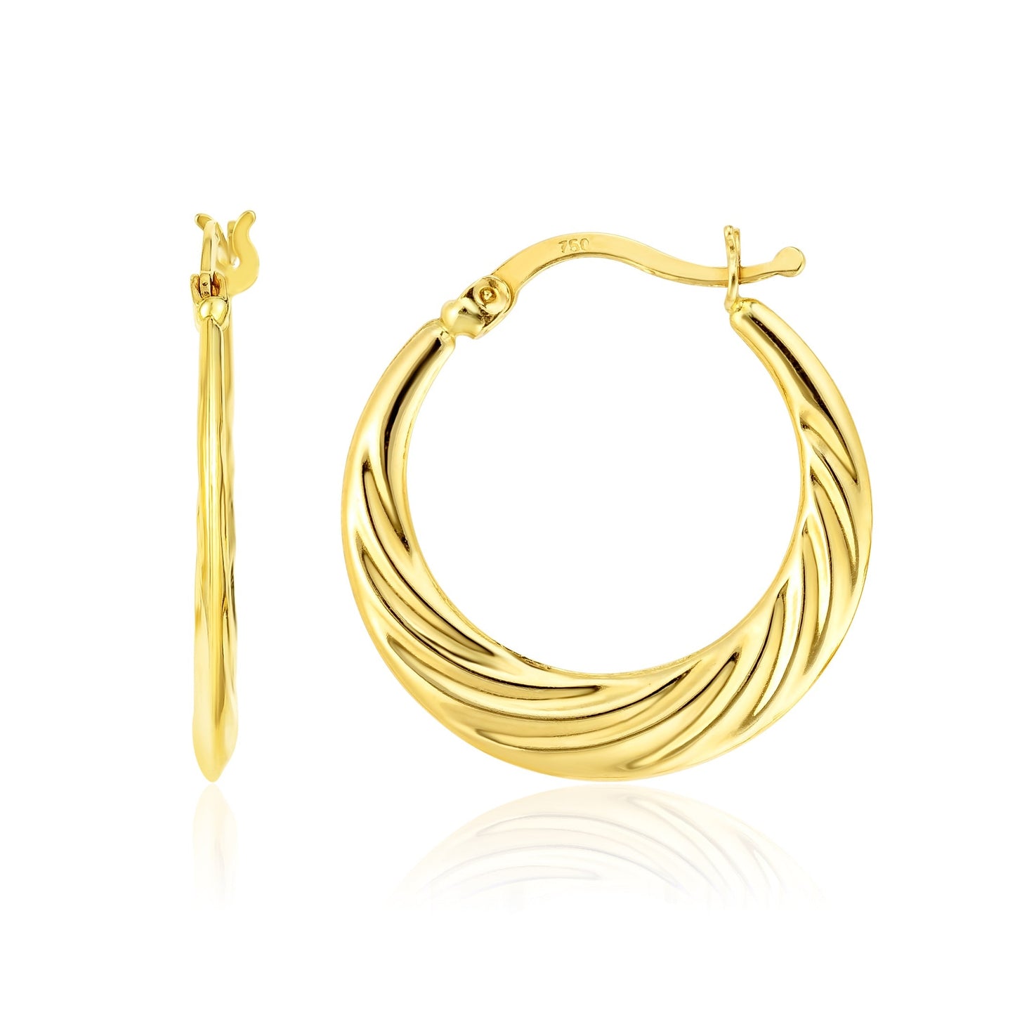 18K Pure Gold Round Loop Earrings