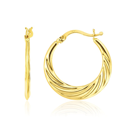 18K Pure Gold Round Loop Earrings