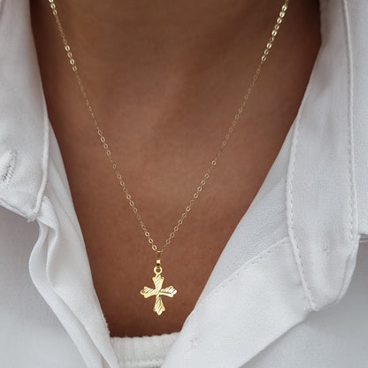 18K Pure Gold Cross Necklace