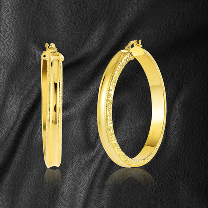 18K Pure Gold Round Loop Earrings