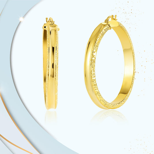18K Pure Gold Round Loop Earrings