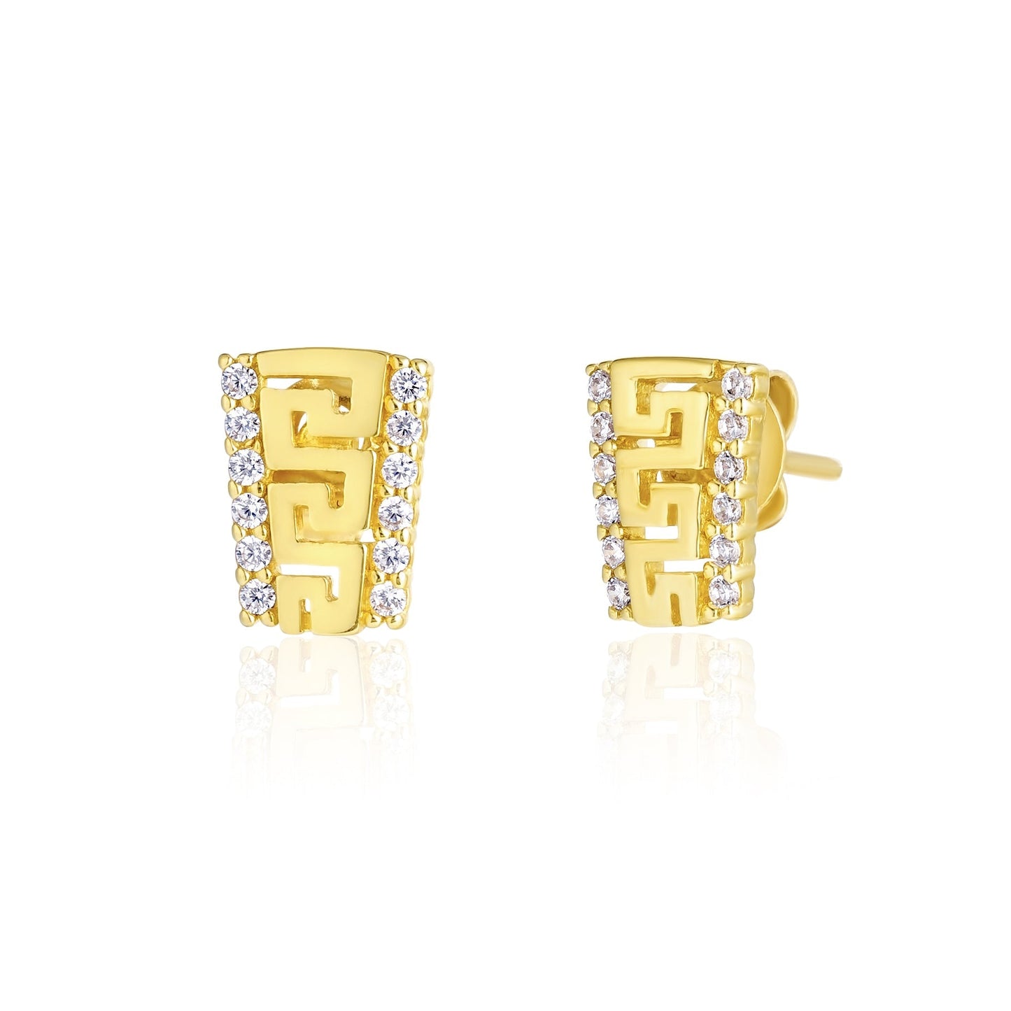 18K Pure Gold Stone Earrings