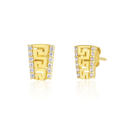 18K Pure Gold Stone Earrings