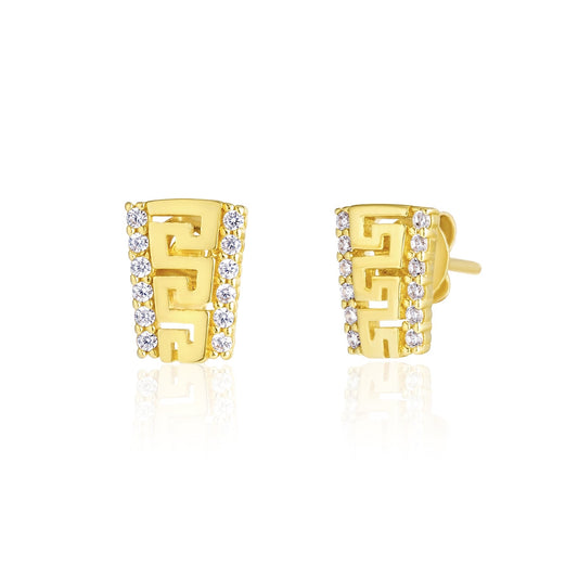 18K Pure Gold Stone Earrings