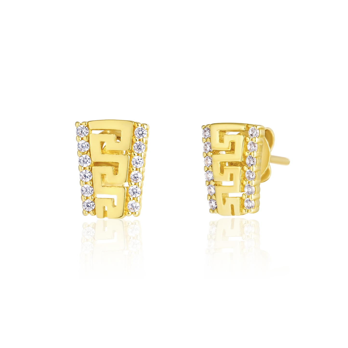 18K Pure Gold Stone Earrings