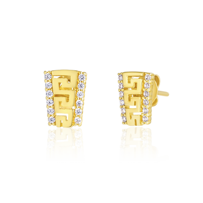 18K Pure Gold Stone Earrings