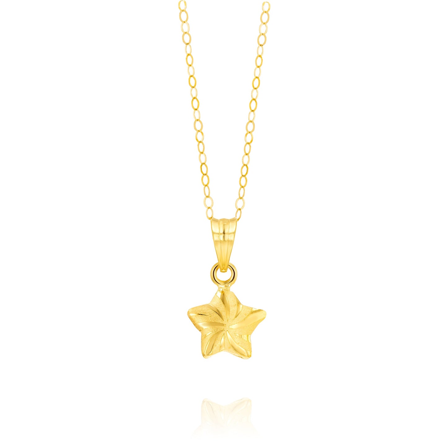 18K Pure Gold Fine Star Necklace