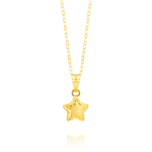 18K Pure Gold Fine Star Necklace