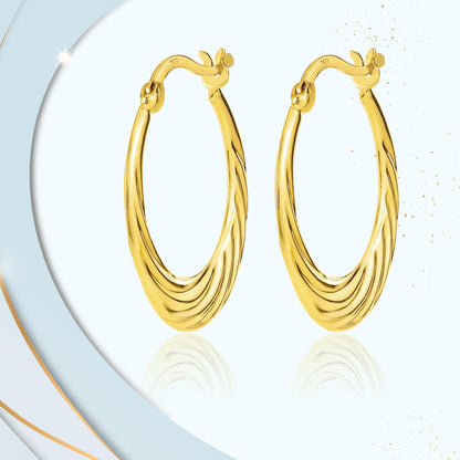18K Pure Gold Round Loop Earrings