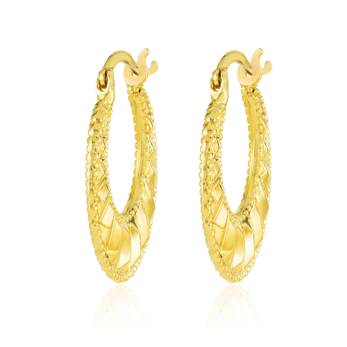 18K Pure Gold Round Loop Earrings