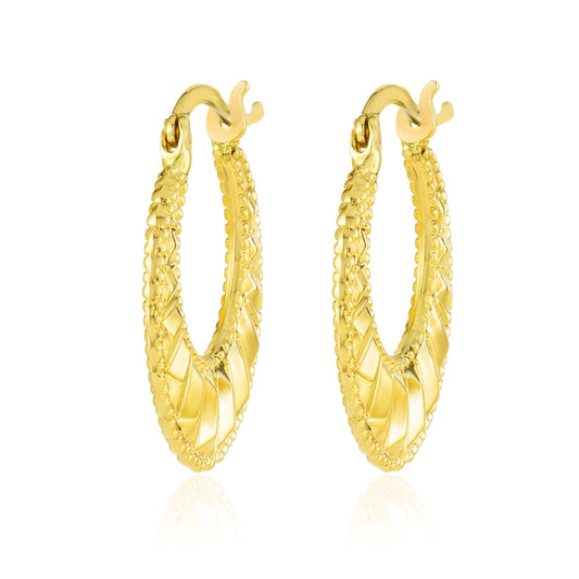 18K Pure Gold Round Loop Earrings