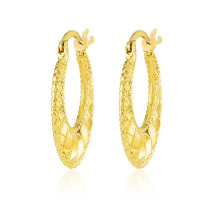 18K Pure Gold Round Loop Earrings