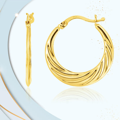 18K Pure Gold Round Loop Earrings