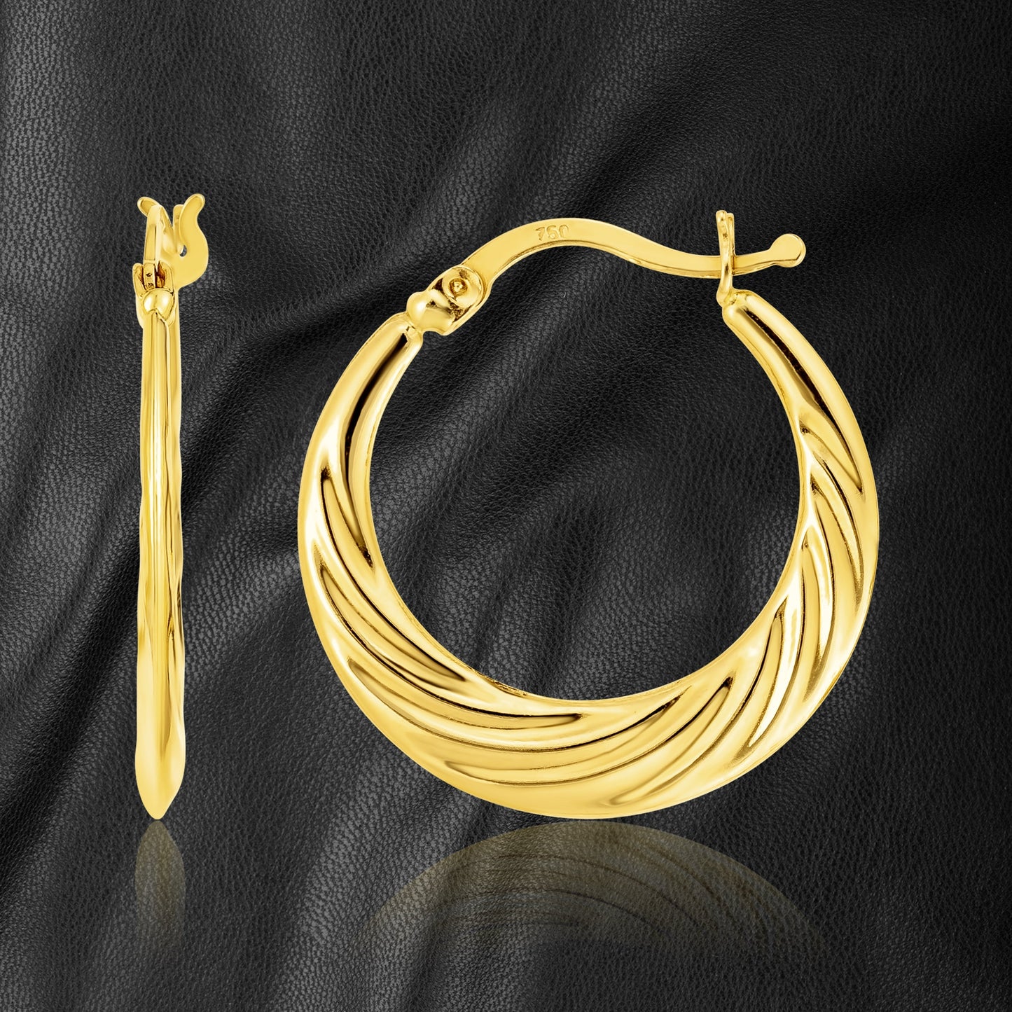 18K Pure Gold Round Loop Earrings