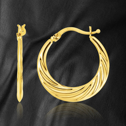 18K Pure Gold Round Loop Earrings