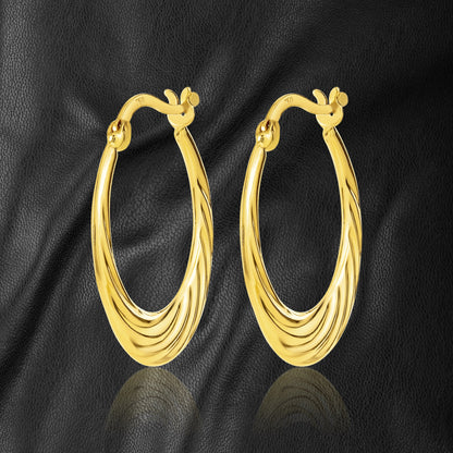 18K Pure Gold Round Loop Earrings