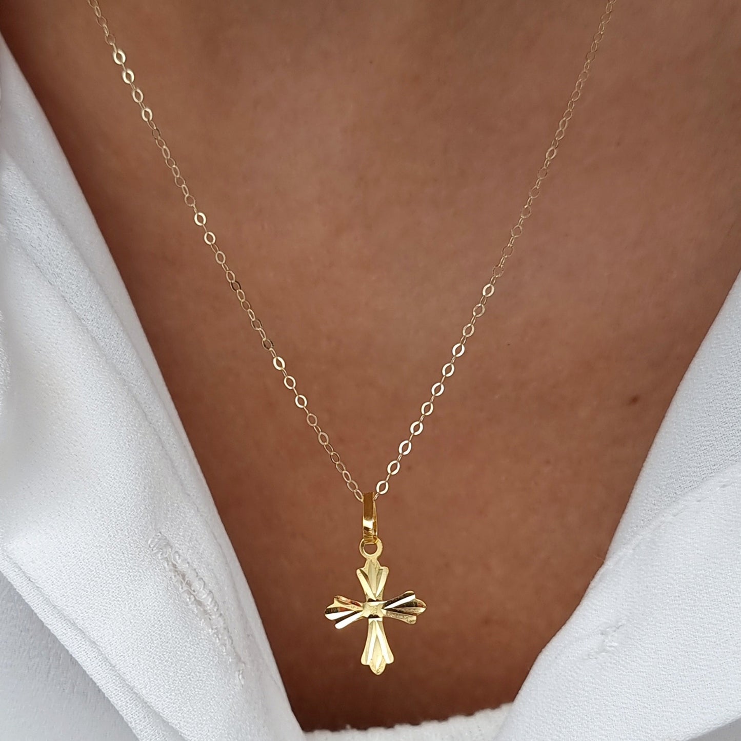 18K Pure Gold Cross Necklace
