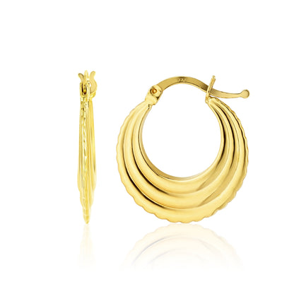 18K Pure Gold Round Loop Earring Set