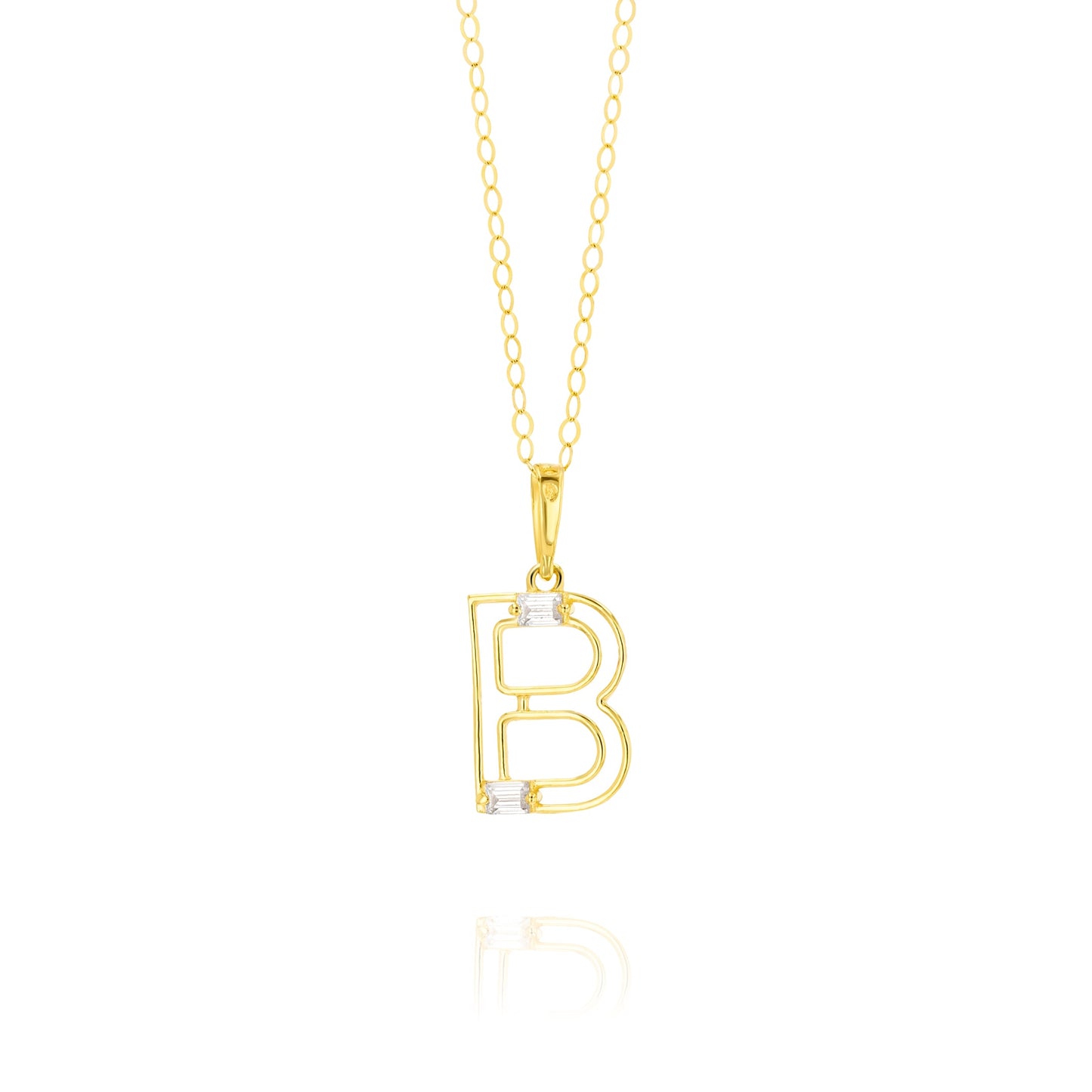 18K Pure Gold Fine Letter B Necklace