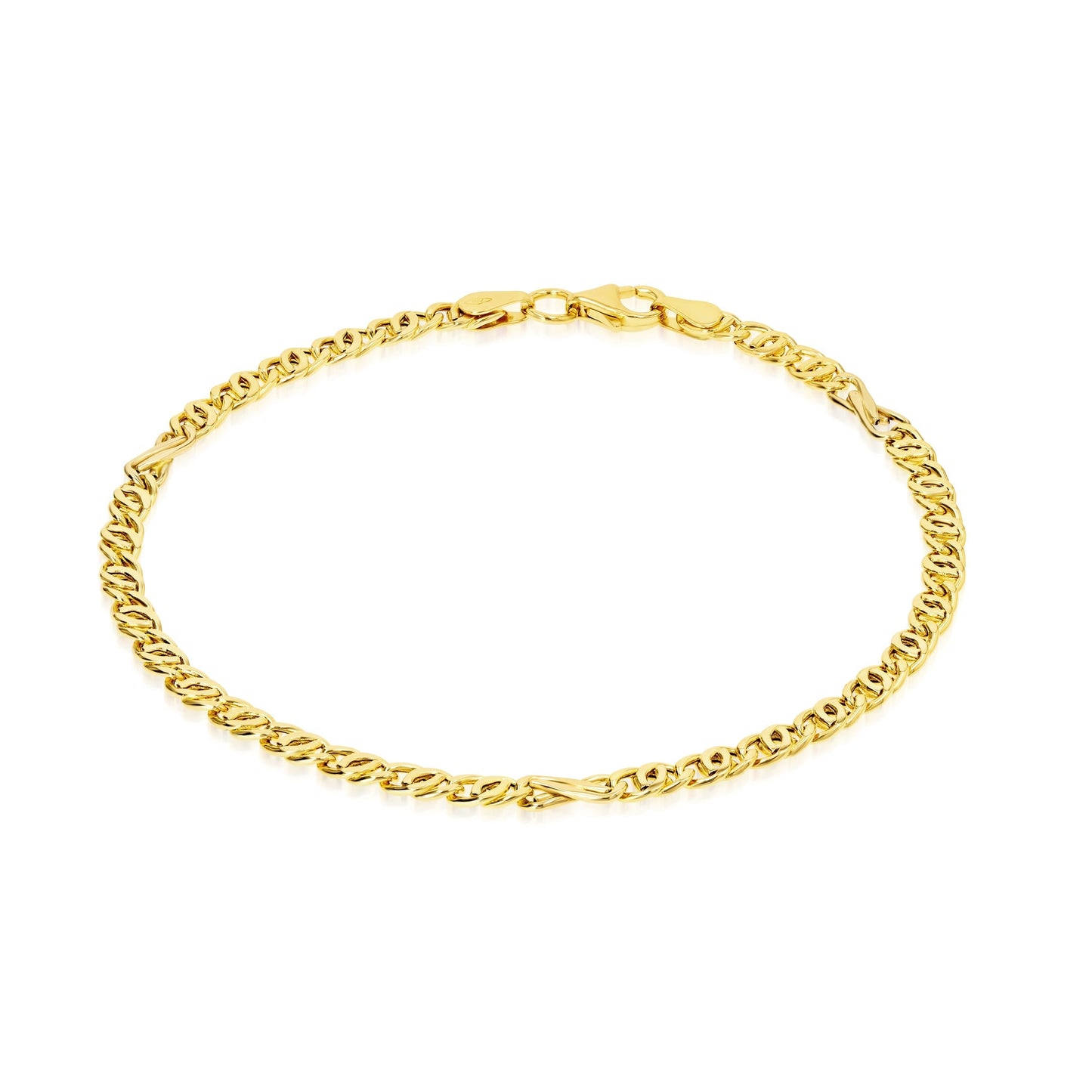 18K Pure Gold Flat Linked Bracelet