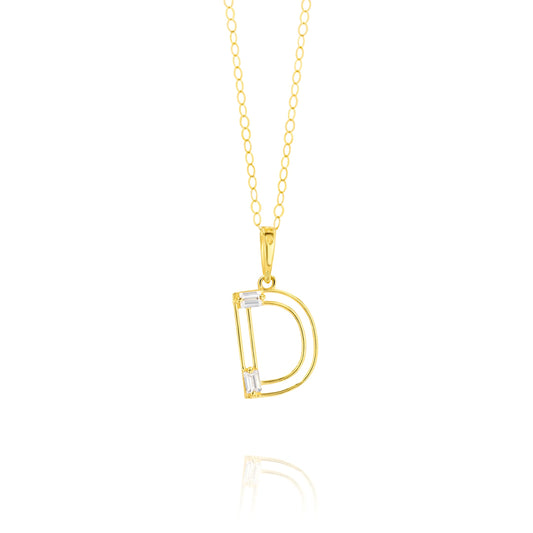 18K Pure Gold Fine Letter D Necklace