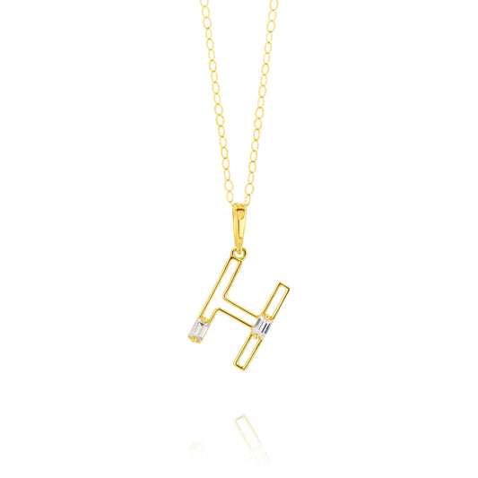 18K Pure Gold Fine Letter H Necklace