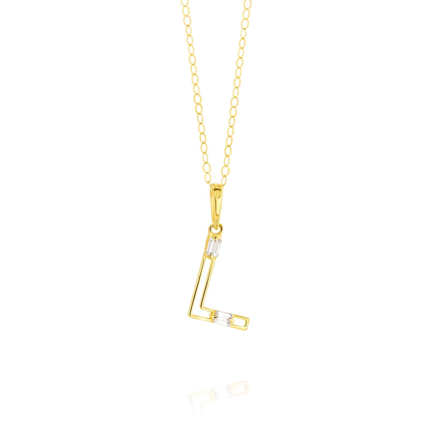 18K Pure Gold Fine Letter L Necklace