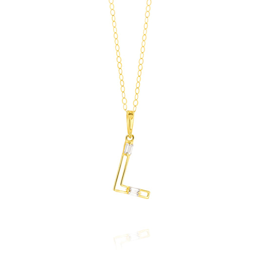 18K Pure Gold Fine Letter L Necklace