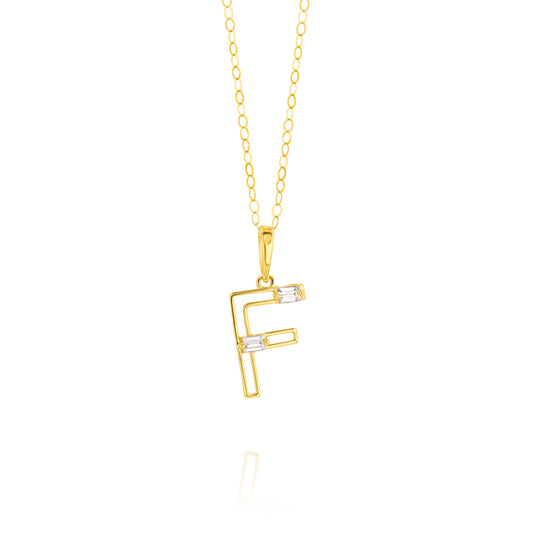 18K Pure Gold Fine Letter F Necklace