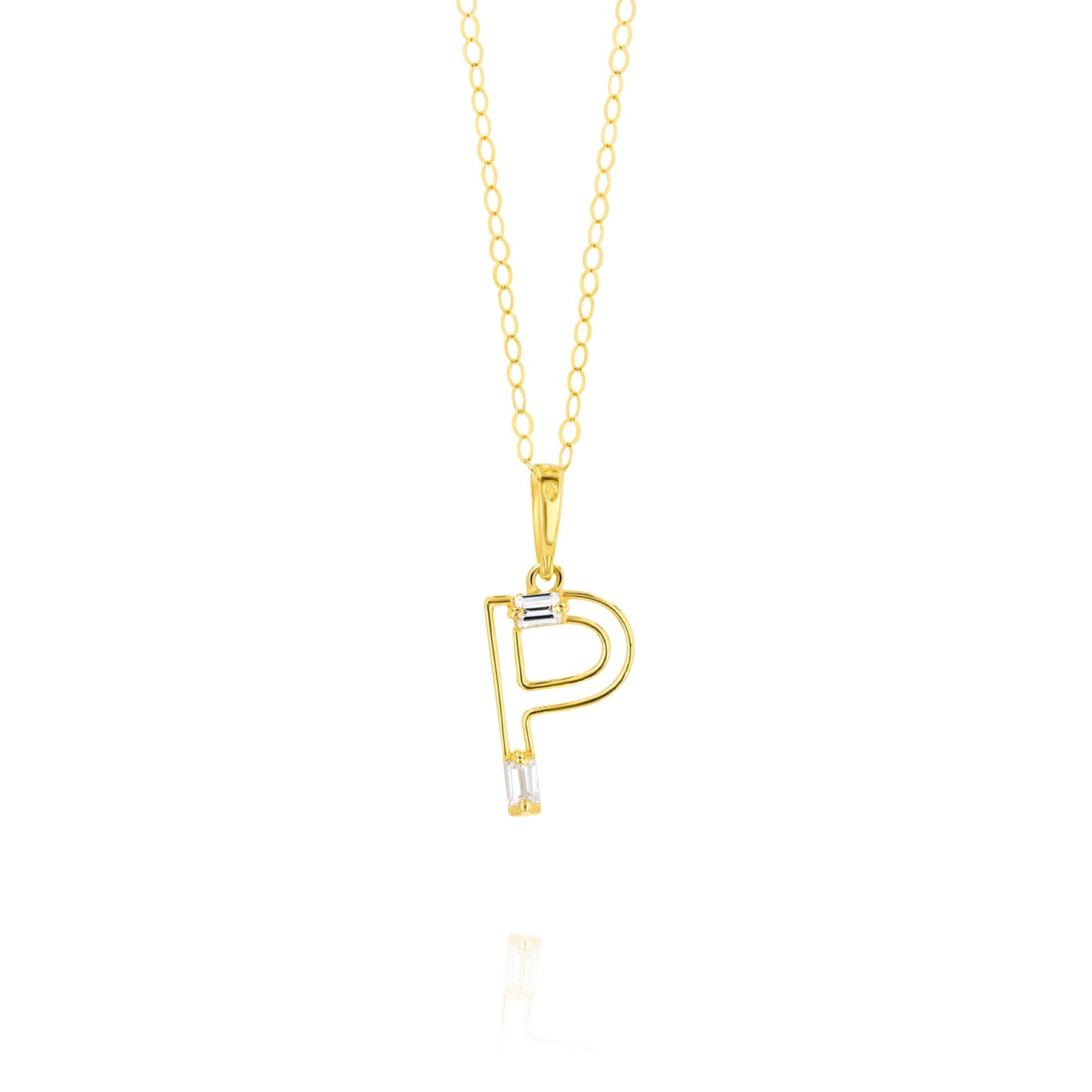 18K Pure Gold Fine Letter P Necklace