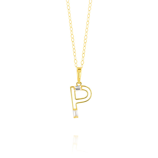 18K Pure Gold Fine Letter P Necklace