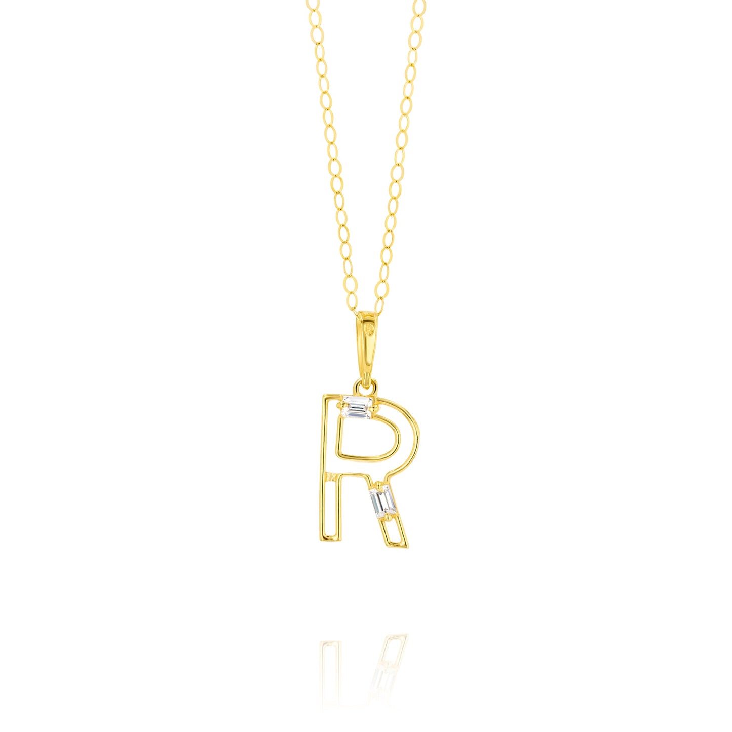 18K Pure Gold Fine Letter R Necklace