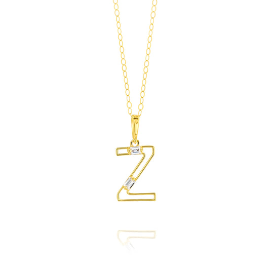 18K Pure Gold Fine Letter Z Necklace
