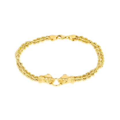 18K Pure Gold Thick Double Rope Bracelet