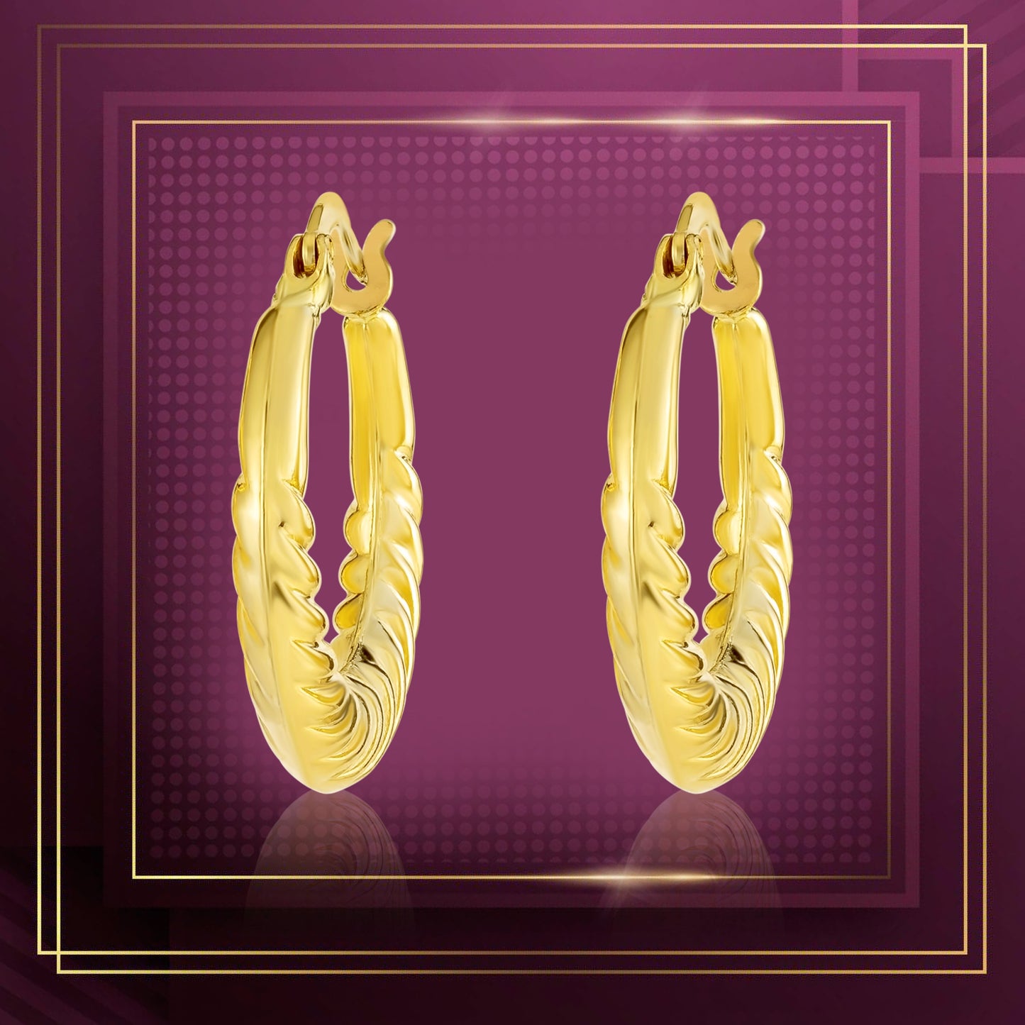 18K Pure Gold Round Loop Earrings