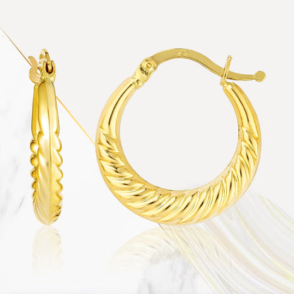 18K Pure Gold Round Loop Earrings
