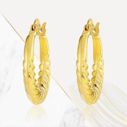 18K Pure Gold Round Loop Earrings