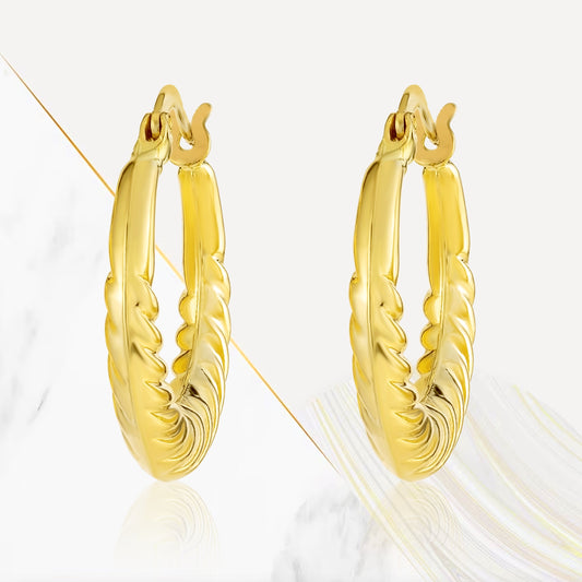 18K Pure Gold Round Loop Earrings