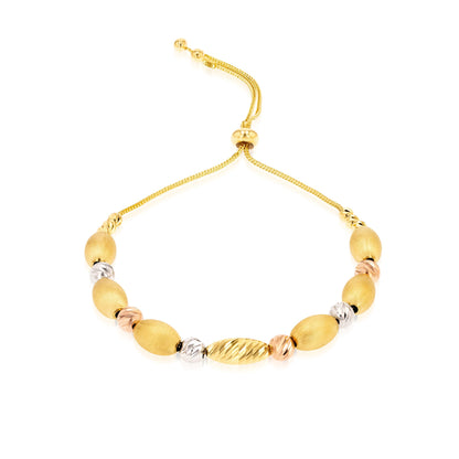 18K Pure Gold Adjustable Multi Color Ball Seed Bracelet