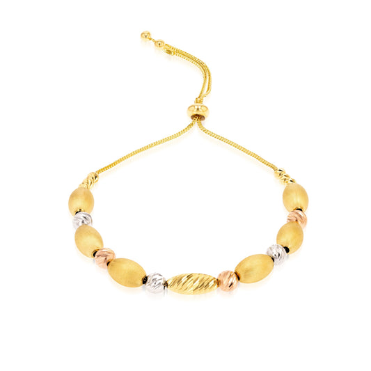 18K Pure Gold Adjustable Multi Color Ball Seed Bracelet