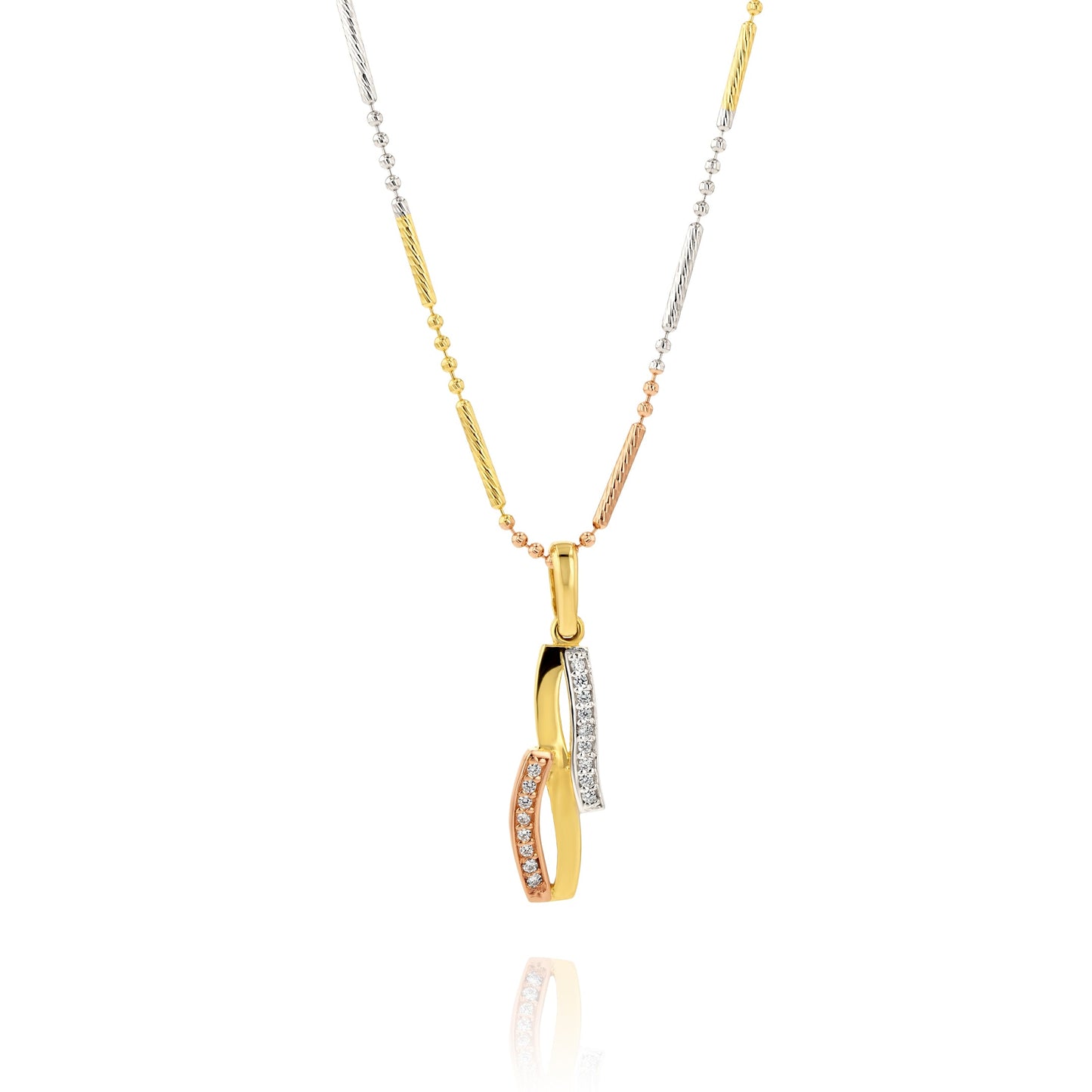 18K Pure Gold TRI Color Necklace