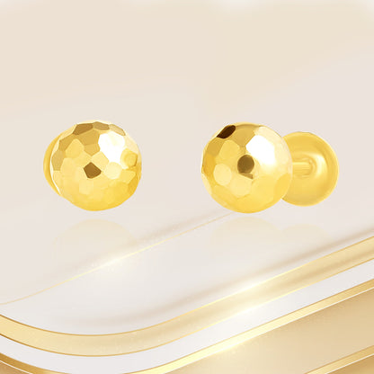18K Pure Gold Ball Screw Earring Set