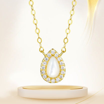 18K Pure Gold White Stone Necklace