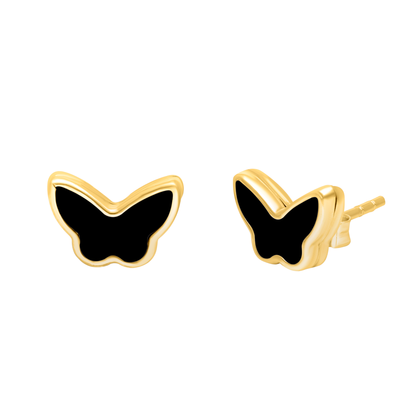 18K Pure Gold Black Butterfly Earring Set