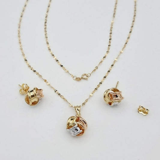 18K Pure Gold Knot Jewelry Set