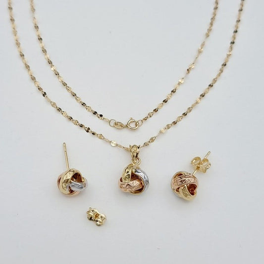 18K Pure Gold Knot Jewelry Set