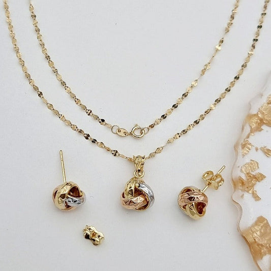 18K Pure Gold Knot Jewelry Set